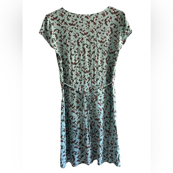 Sabrina Carpenter x AERO Light Turquoise Floral Peasant Mini Dress Size M - Picture 2 of 6
